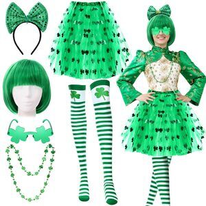 5596 7 Pcs St. Patrick's Day Outfits Leprechaun Costume